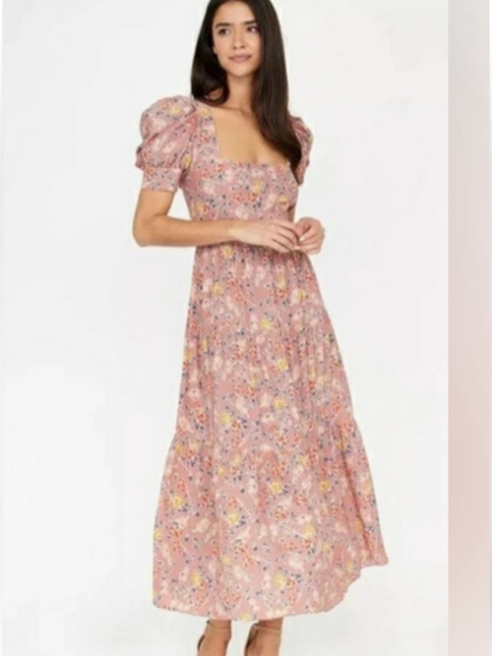 Yumi Kim Gretchen Floral Midi Dress in Haze Clay S